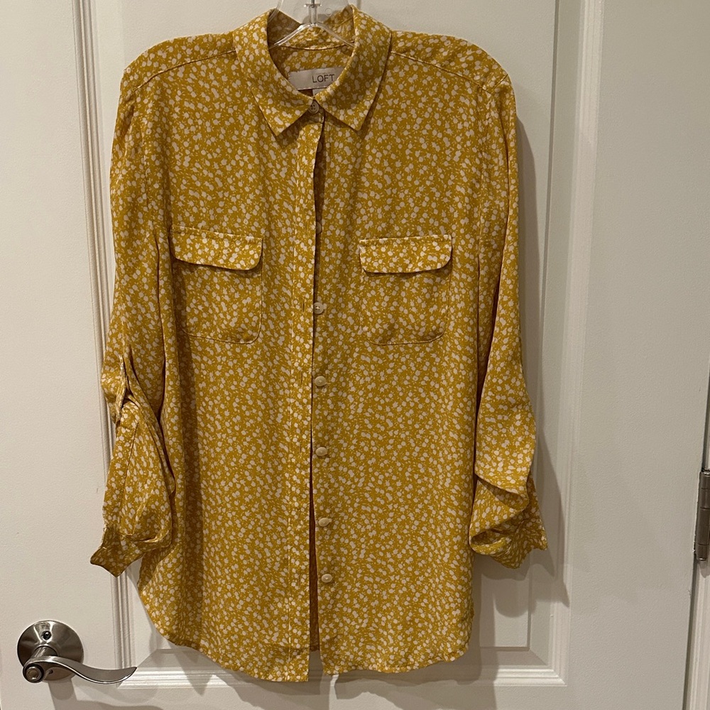 LOFT Mustard Floral Men's Button Down Shirt